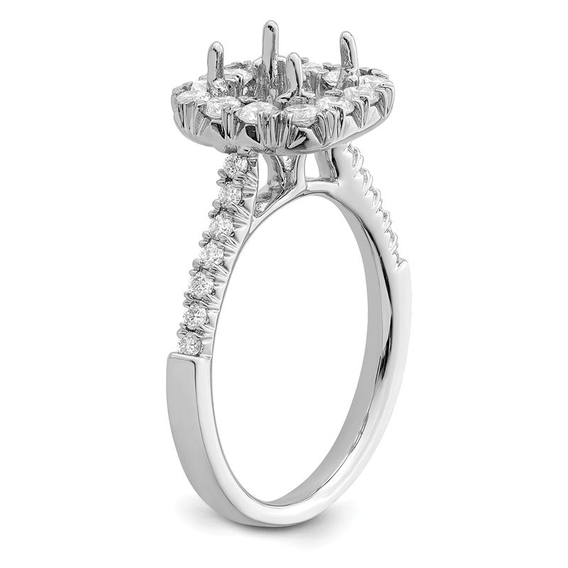 14K White Gold 1/2 carat Lab Grown Diamond VS+ F+ Semi-Mount Asscher Halo Engagement Ring