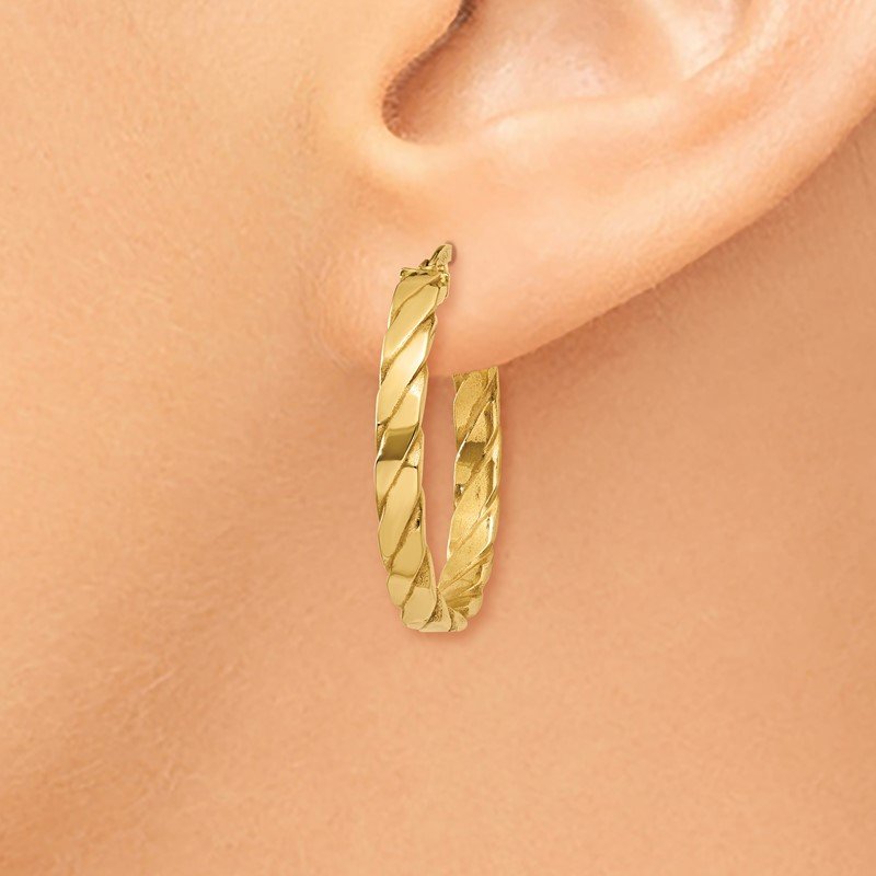 14K 3.25mm Patterned Hoop Earrings