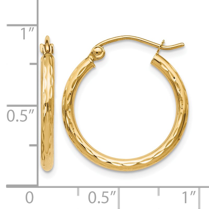 10K Textured Hinged Hoop Earrings