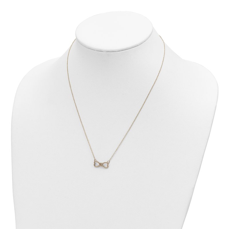 14k Polished Infinity Symbol with Heart Center 18 inch Necklace