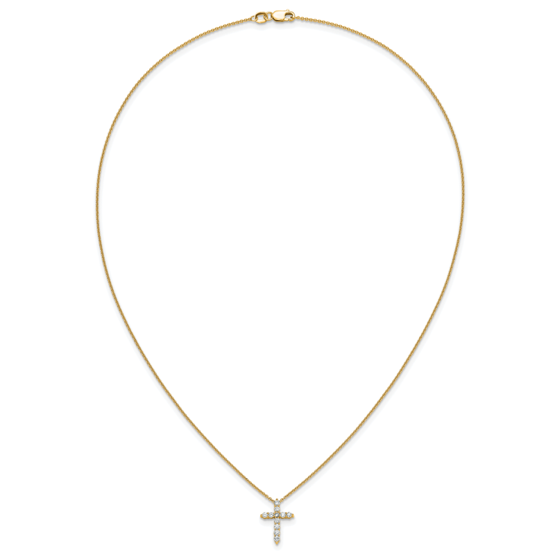14k White Gold 1/4 carat Diamond Cross Pendant 18 inch Necklace