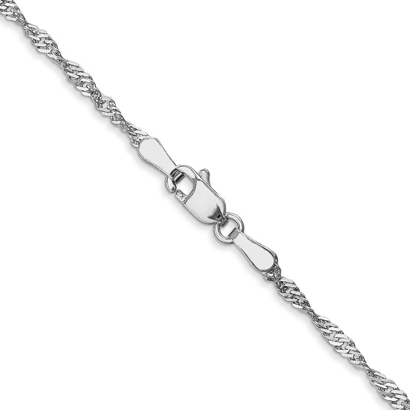 14K White Gold 1.6mm Singapore Chain Anklet