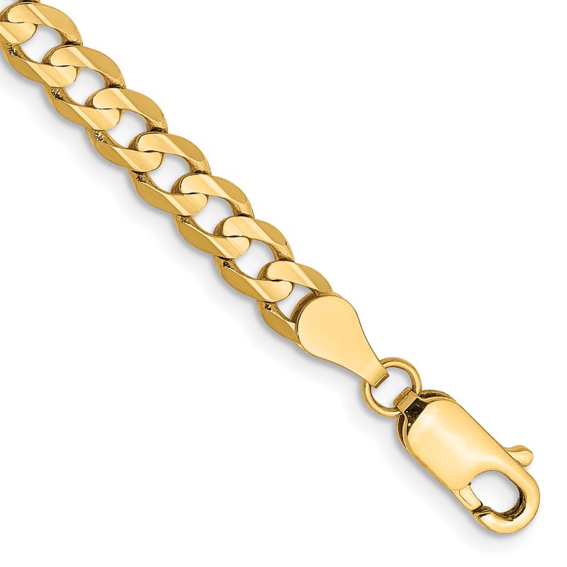14K 26 inch 4.5mm Open Concave Curb with Lobster Clasp Chain