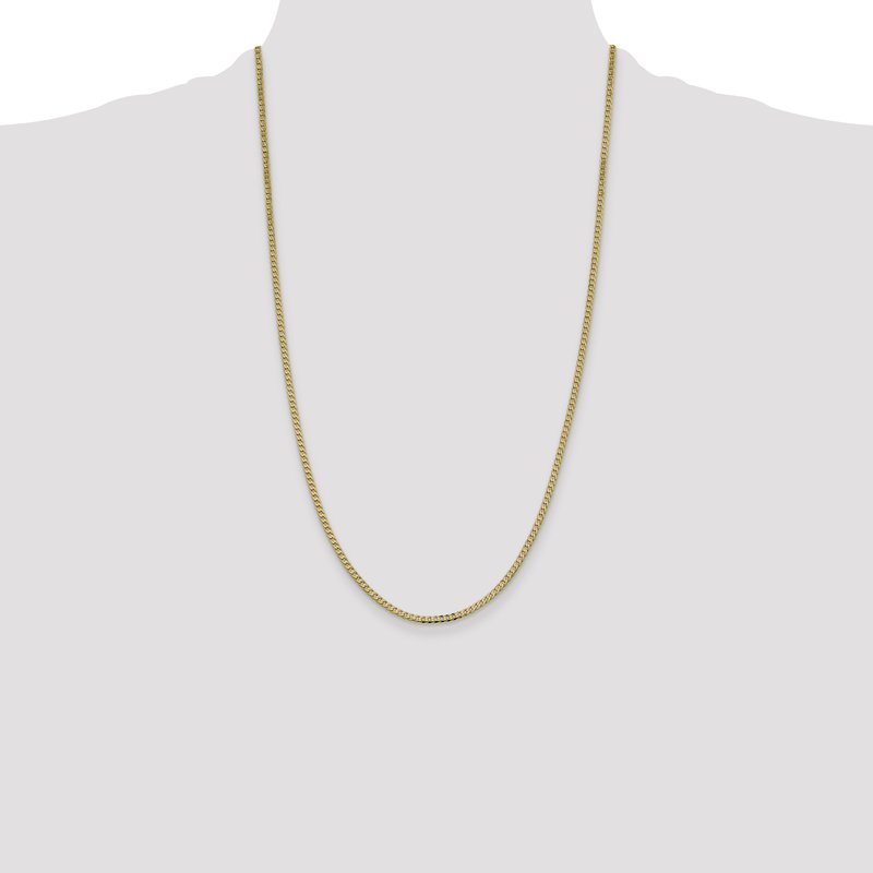 14K 10 inch 2.3mm Flat Beveled Curb with Lobster Clasp Anket