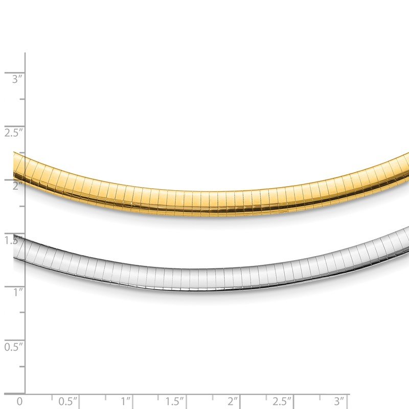 14k Two-tone 6mm Reversible White and Yellow 16 inch Domed Omega Necklace