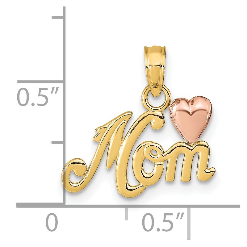 14k Two-tone MOM with Heart Pendant