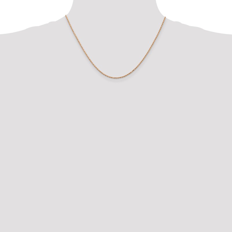 14K Rose Gold 10 inch 1.5mm Diamond-cut Man Made Rope with Lobster Clasp Anklet