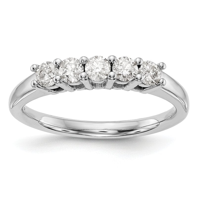 14K White Gold 1/2 carat Lab Grown Diamond VS/SI  D E F  5 Stone Ring