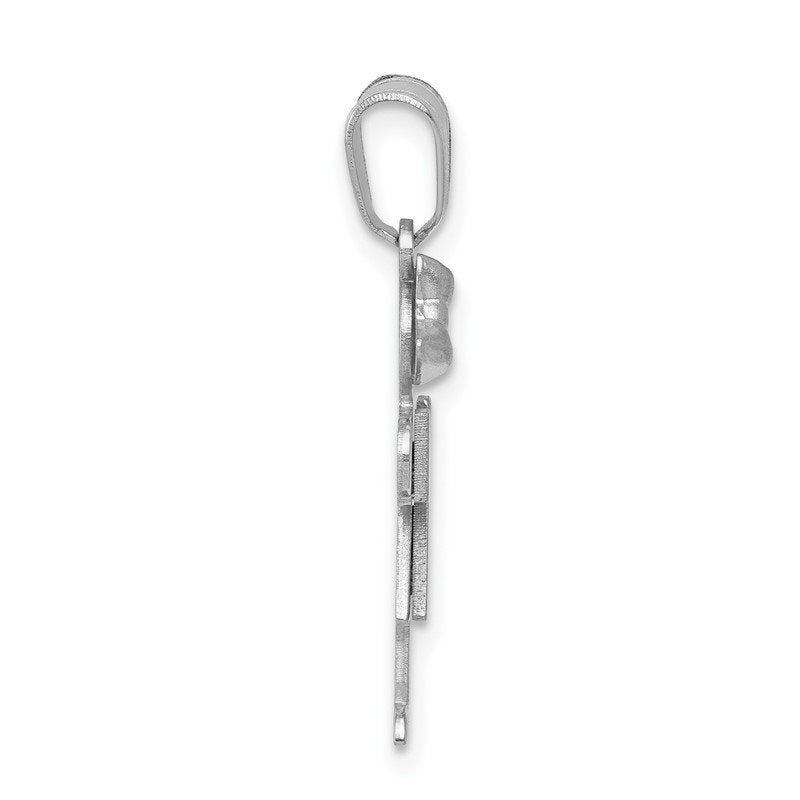 14k White Gold The Kids Small Girl with Bow on Left Engravable Hugs Charm