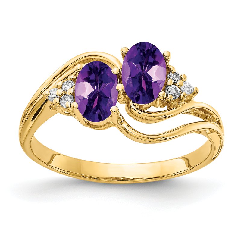 14k 6x4mm Oval Amethyst A Diamond ring