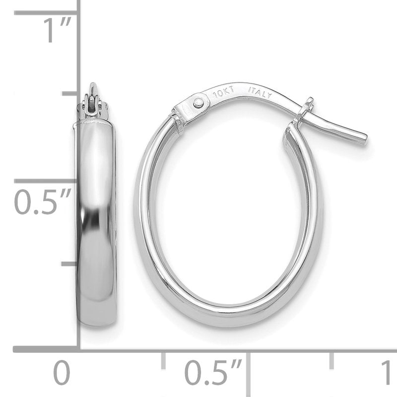 10K Polished White Gold Hoop Earrings