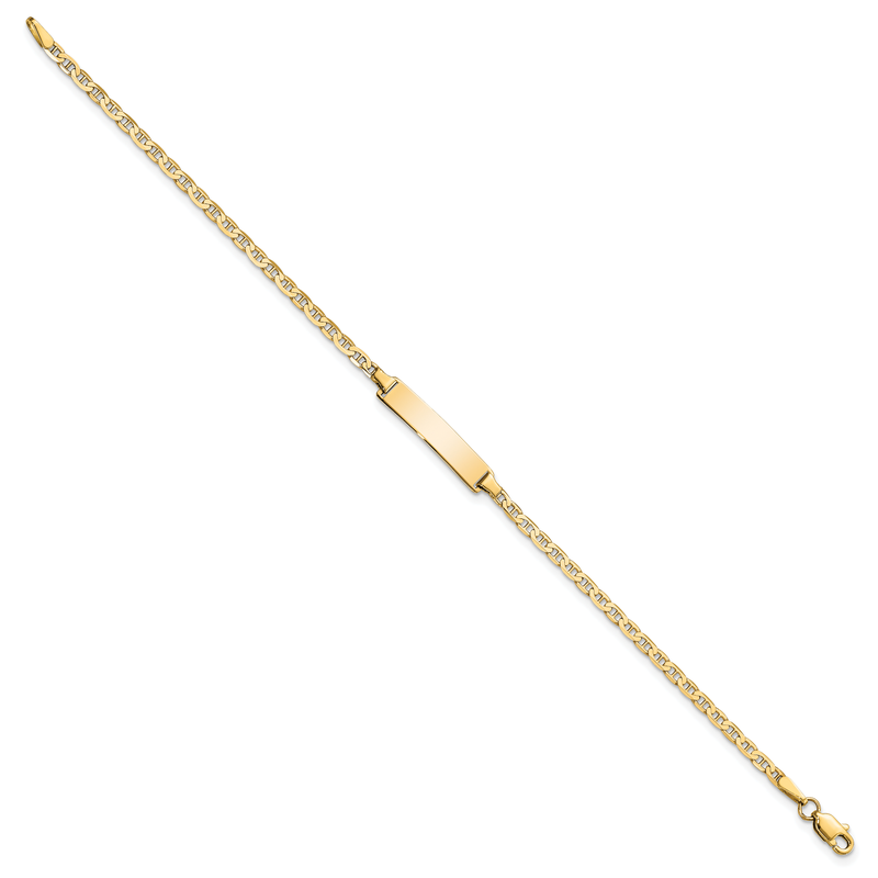 14k Polished Solid Chain/Solid Plate Flat Anchor Link 22.5x4.5mm Plate 7 inch ID Bracelet