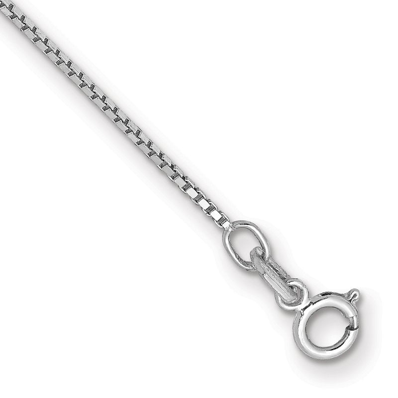 14K White Gold 14 inch .9mm Box with Spring Ring Clasp Chain