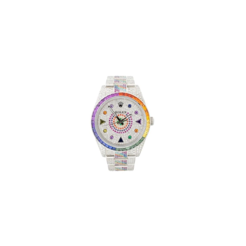Custom Diamond Rolex 39mm Oyster Perpetual Rainbow Rolex