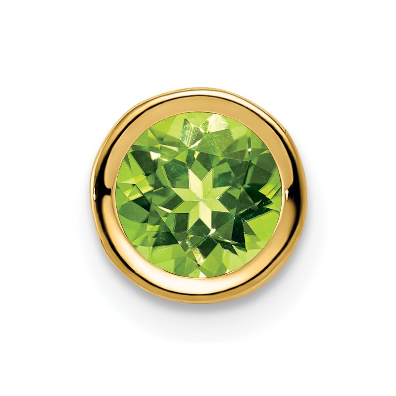 14k 6mm Round Peridot Bezel Chain Slide