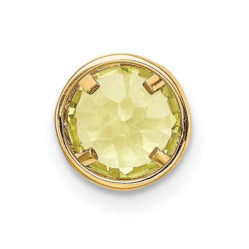 14k 6mm Round Peridot Bezel Chain Slide