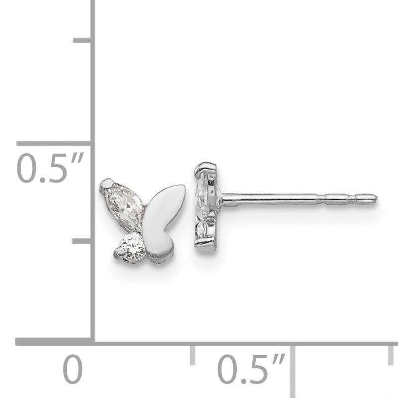 14k White Gold Madi K CZ Butterfly Post Earrings
