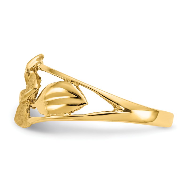 14k Satin &amp; Diamond-Cut Plumeria Ring