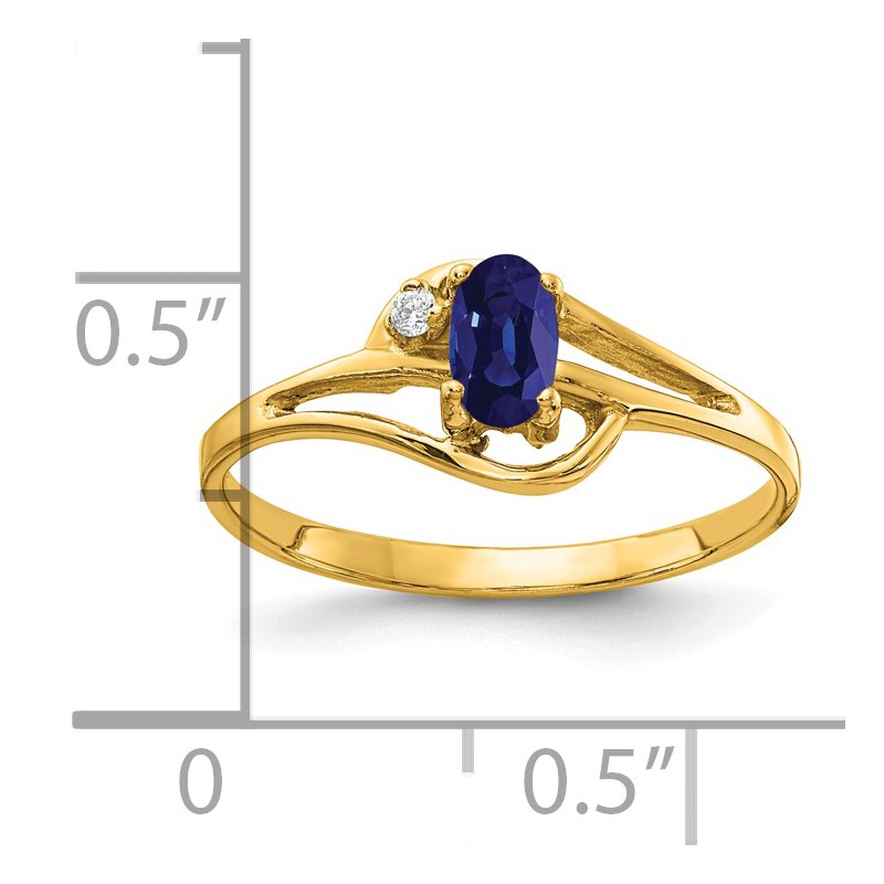 14k 5x3mm Oval Sapphire VS Diamond ring
