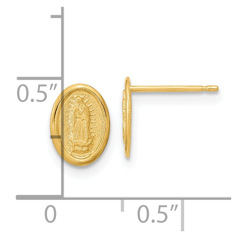 14k Polished Our Lady of Guadalupe Post Earrings