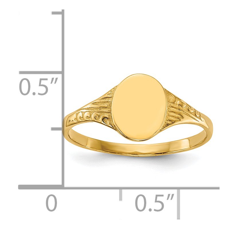 14K Oval Polished Child Signet Ring