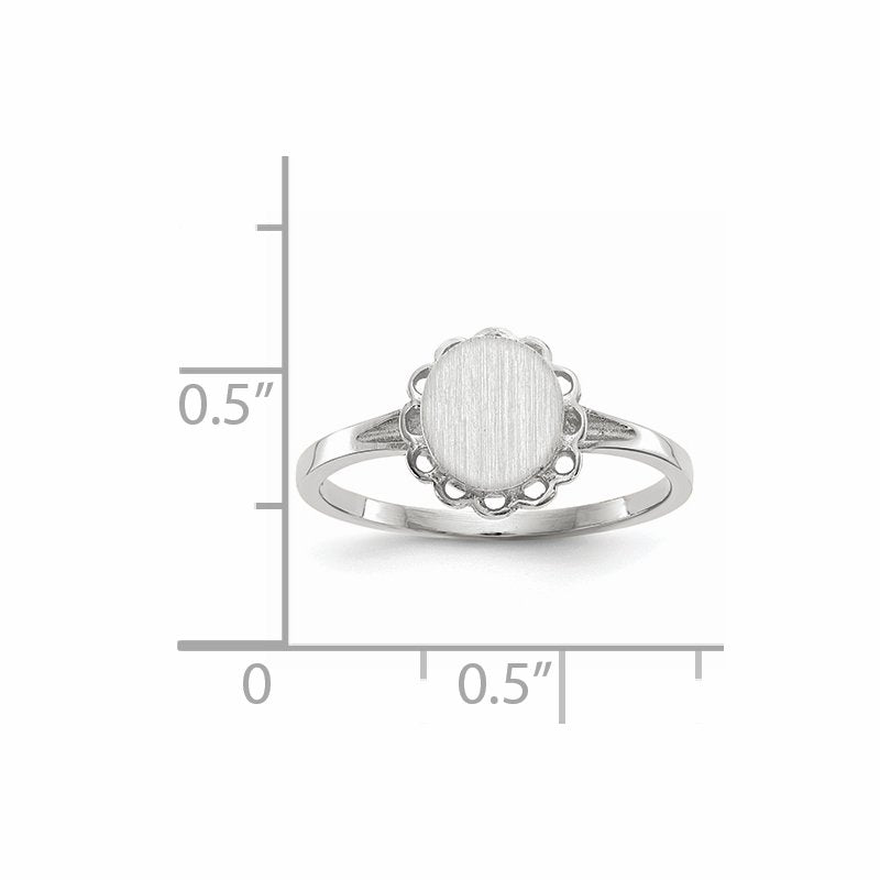 14k White Gold 6.5x7.0mm Open Back Signet Ring