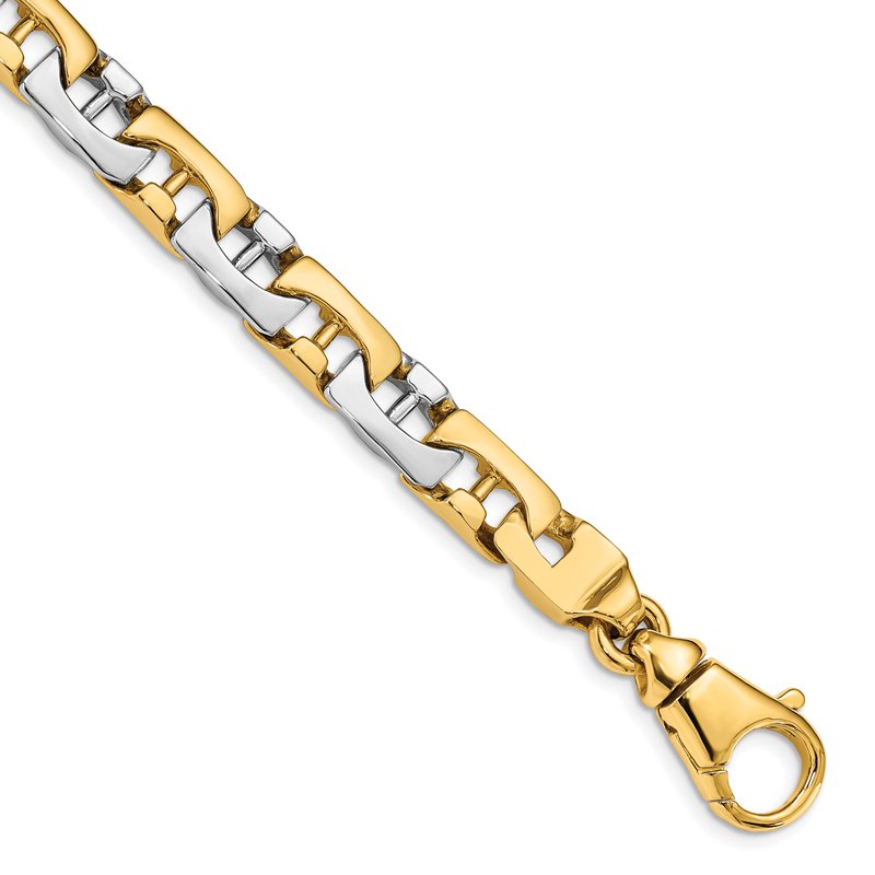14K Two-tone 20 inch 8.5mm Hand Polished Fancy Link with Fancy Lobster Clasp Chain