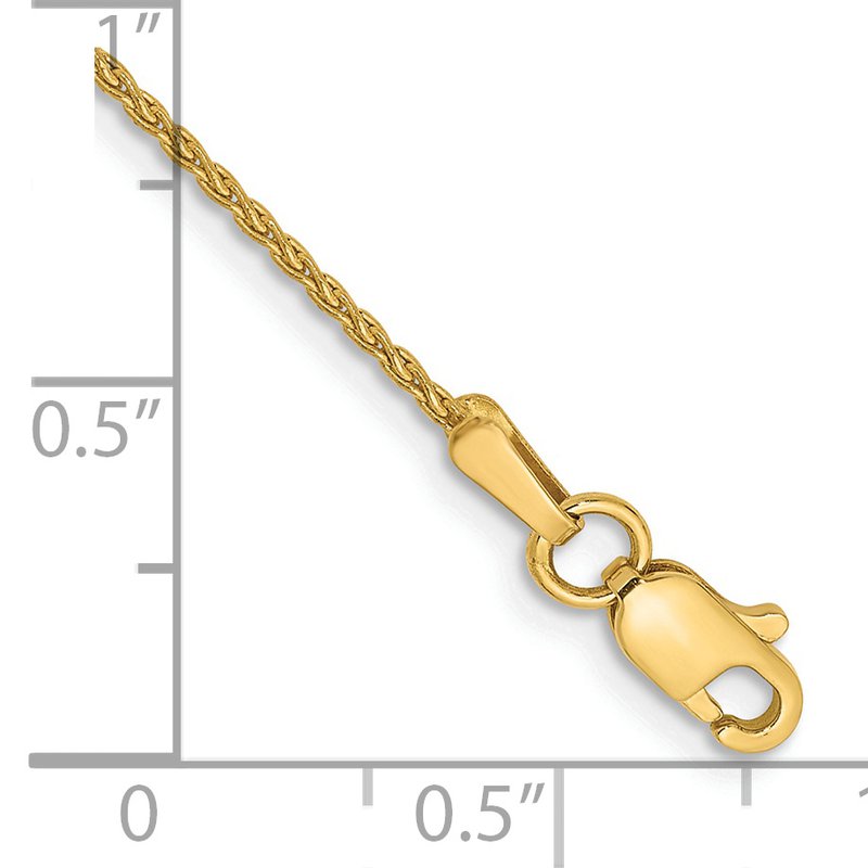 14k 10 inch 1.2mm Parisian Wheat with Lobster Clasp Anklet