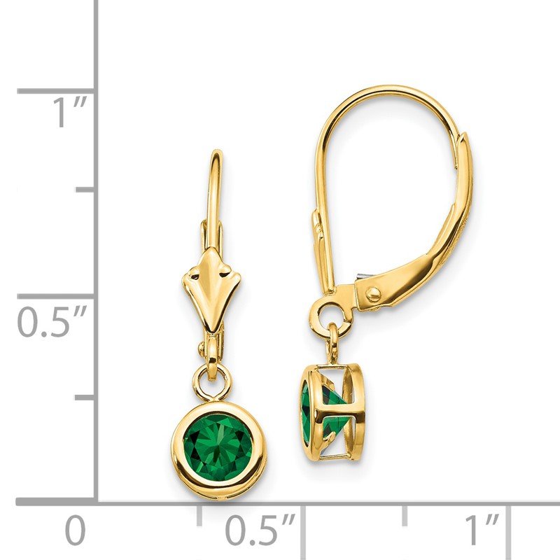 14k 5mm Round Mount St. Helens Bezel Leverback Dangle Earrings