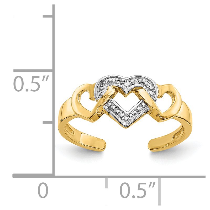 14k Rhodium Diamond Heart Toe Ring