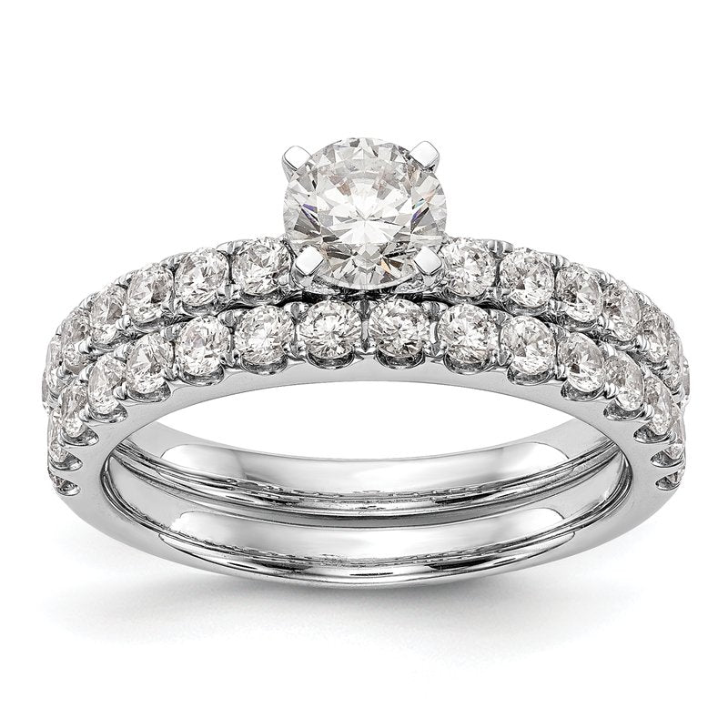 14K White Gold 1/2 carat Lab Grown Diamond VS+ F+ Semi-Mount Peg Set Engagement Ring