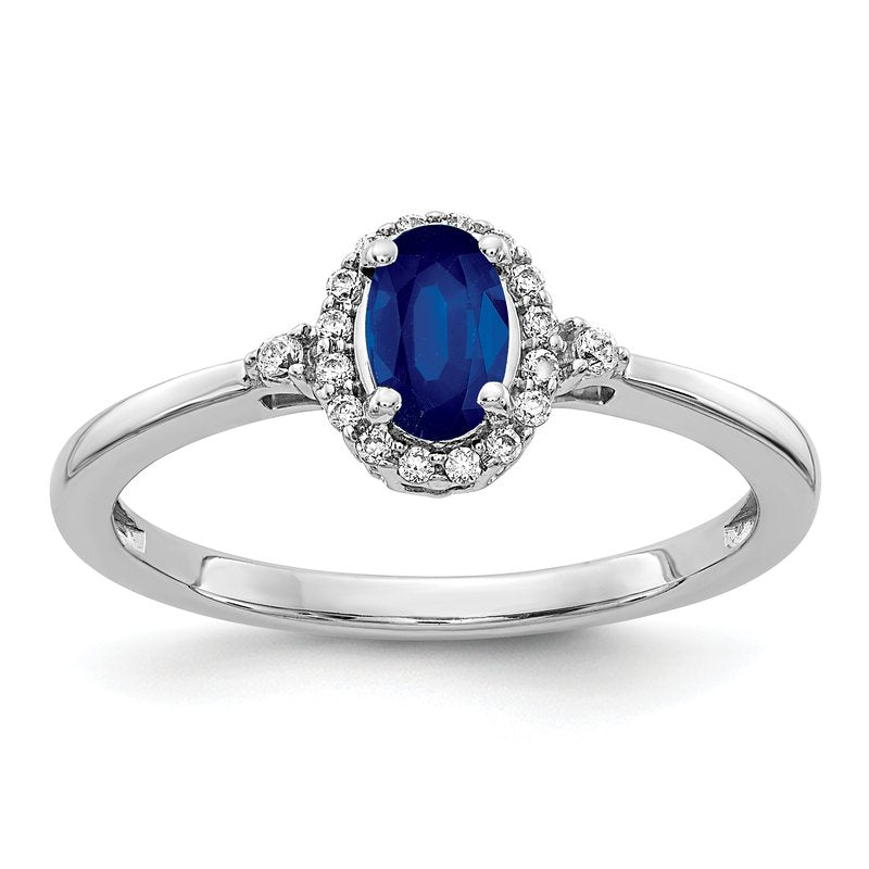 14k White Gold Oval Emerald and Diamond Halo Ring