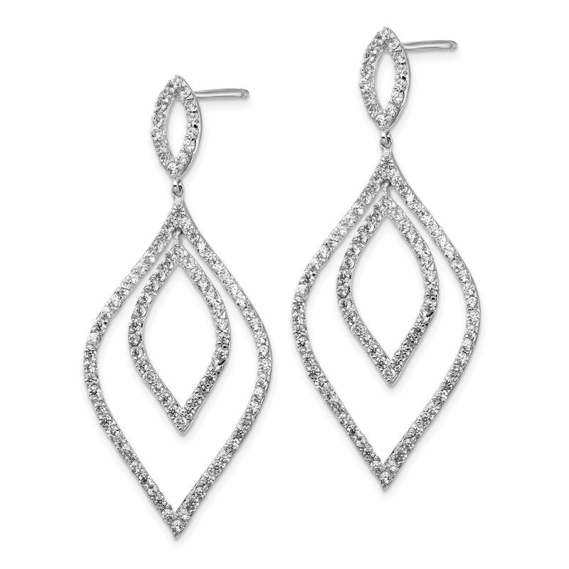 Sterling Silver Rhodium-plated Brilliant-cut CZ Fancy Flames Post Dangle Earrings