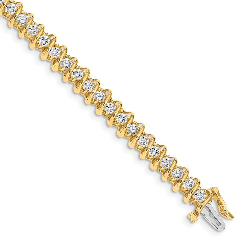 14k Complete 3.72 carat Round AAA Diamond Fancy Spiral 7 inch Tennis Bracelet