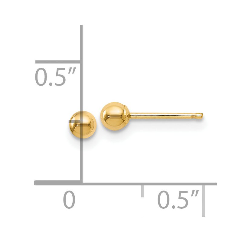14K Polished 3mm Ball Post Earrings