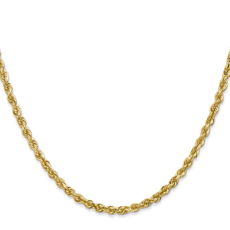 14K 26 Inch 3.35mm Diamond-cut Quadruple Rope Lobster Clasp Chain