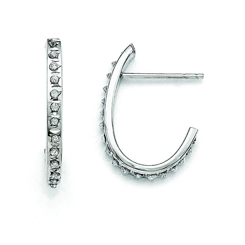 14k White Gold Diamond Fascination Hoop Earrings