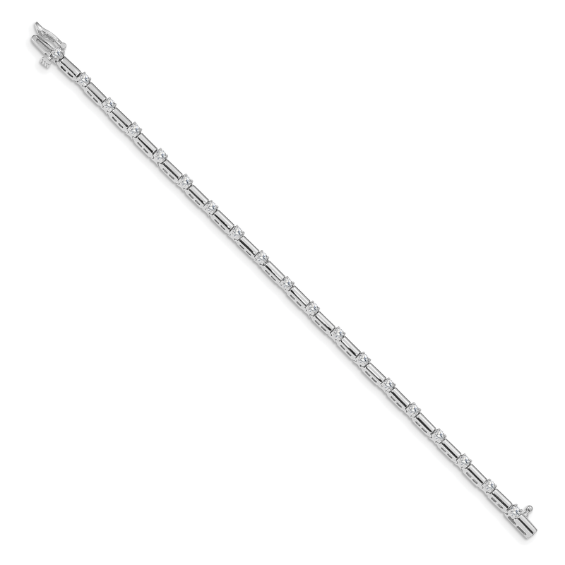 14k White Gold Complete 1 carat Round VS Diamond Bar Link 7 inch Tennis Bracelet