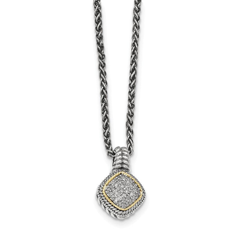 Sterling Silver with 14K Accent 18 Inch Diamond Necklace