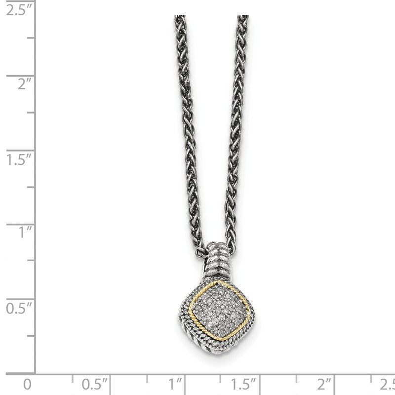 Sterling Silver with 14K Accent 18 Inch Diamond Necklace