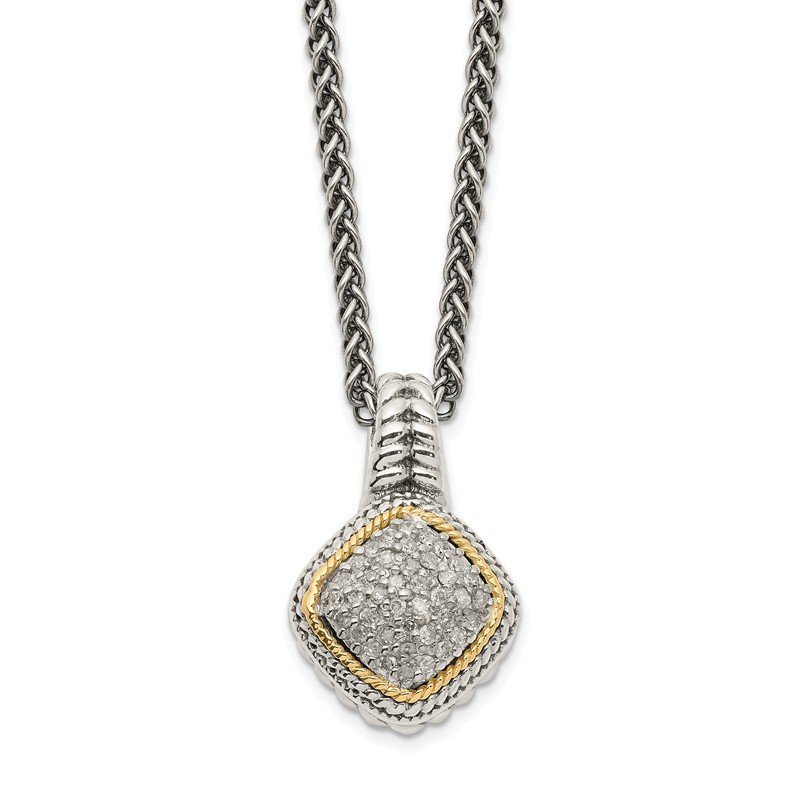 Sterling Silver with 14K Accent 18 Inch Diamond Necklace
