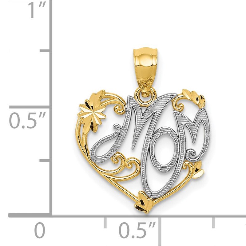 14k and White Rhodium MOM Pendant