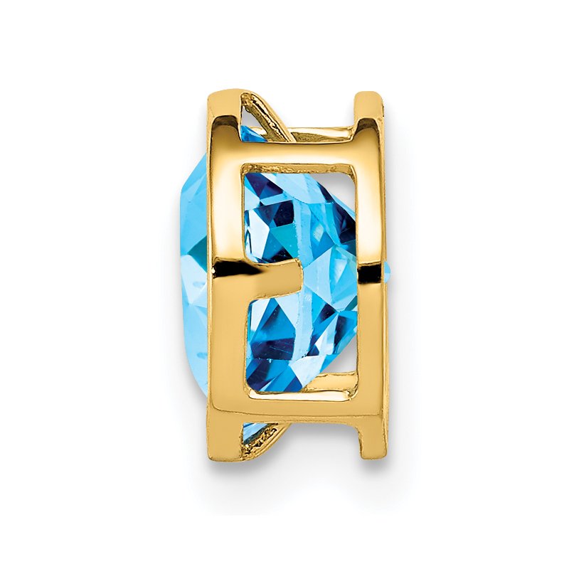 14k 7mm Round Blue Topaz Bezel Chain Slide