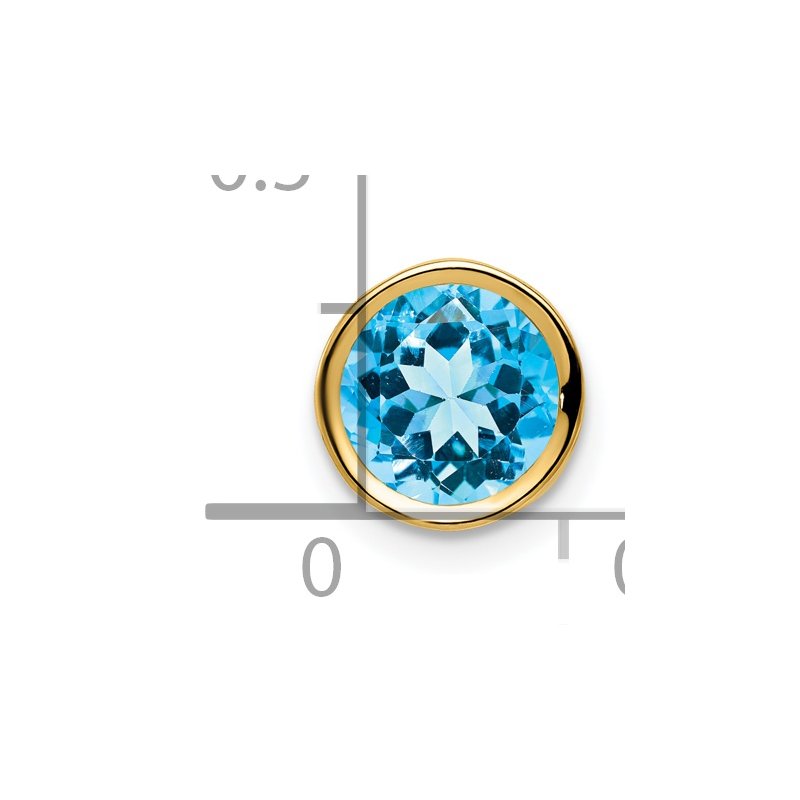 14k 7mm Round Blue Topaz Bezel Chain Slide