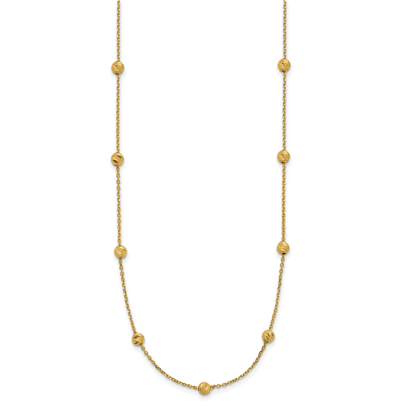 14K Diamond-cut Beads 17 inch Station Necklace