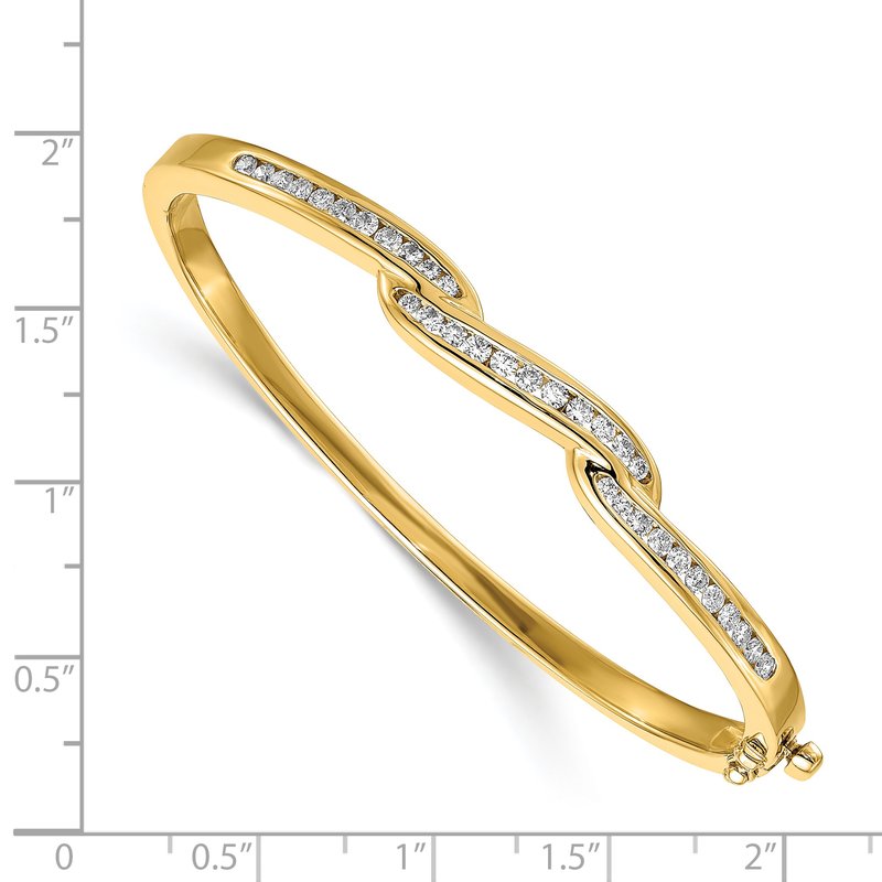 14k Complete 1 carat VS Diamond Hinged Oval Bangle Bracelet