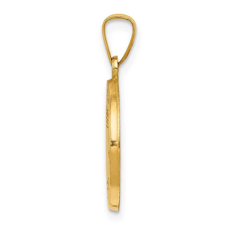 14k Polished and Satin Hollow Our Guardian Angel Medal Charm