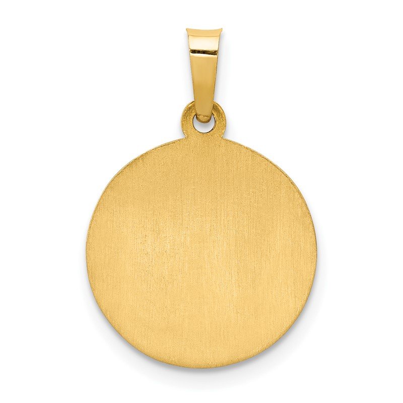 14k Polished and Satin Hollow Our Guardian Angel Medal Charm