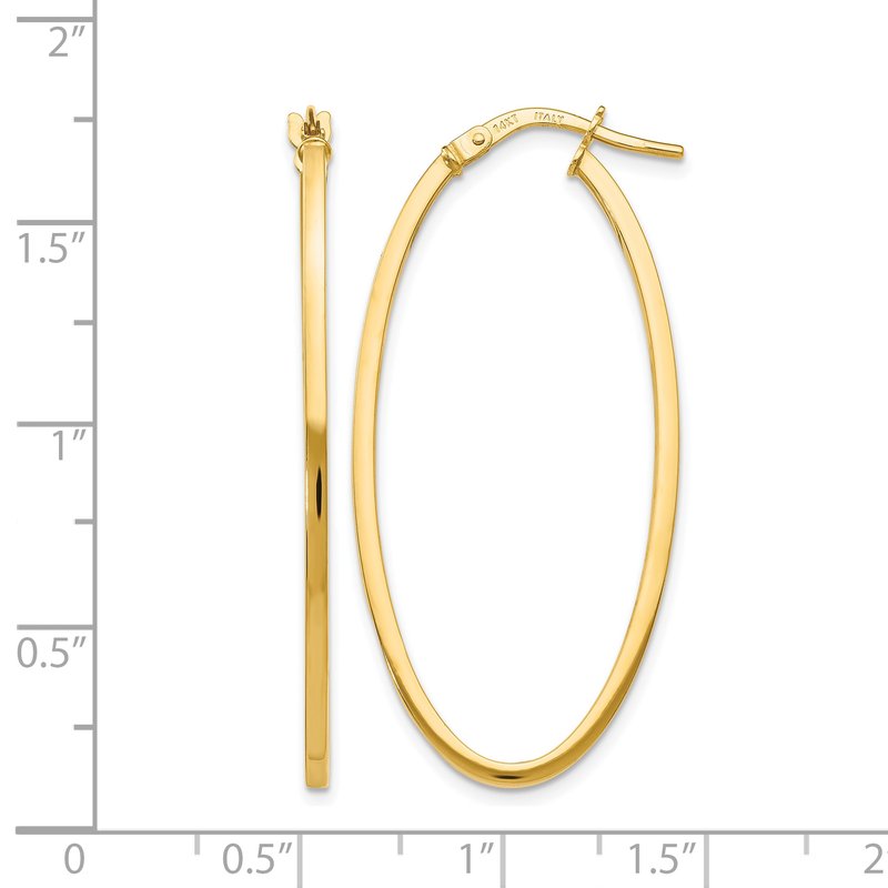 14K Polished Oval Hoop Earrings