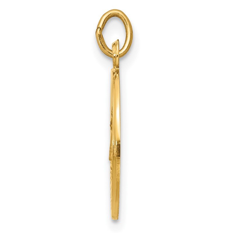 14k Polished and Satin Solid Caridad Del Cobre Medal Round Pendant